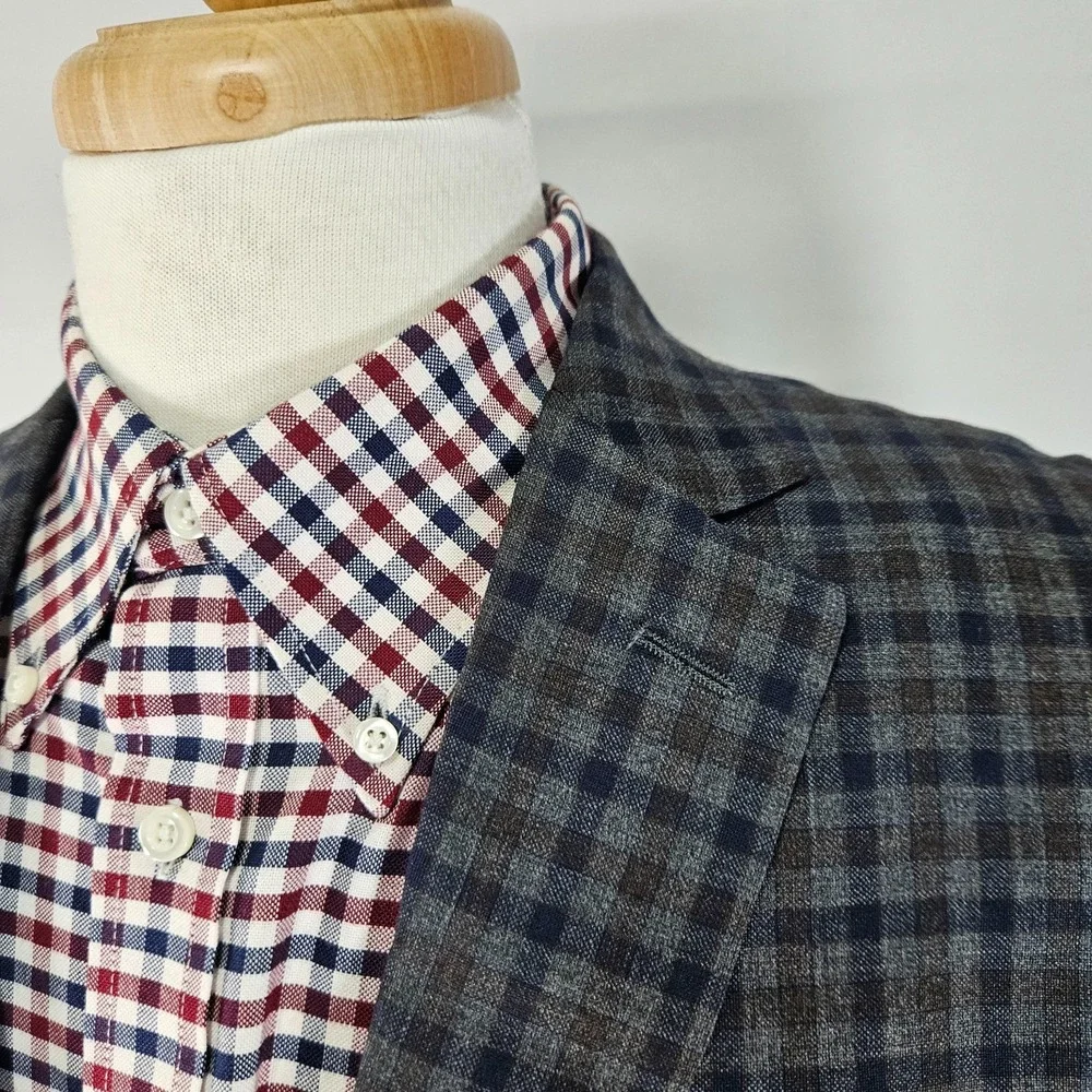 Daniel Hetcher Men's Sport Coat Blazer Two Button Checked Wool Multi-color 44S‎
